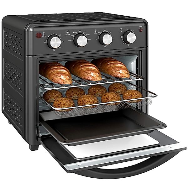 HOMCOM Minibackofen mit Umluft 30L Backblech Krümelblech mit 7 Modi Metall günstig online kaufen