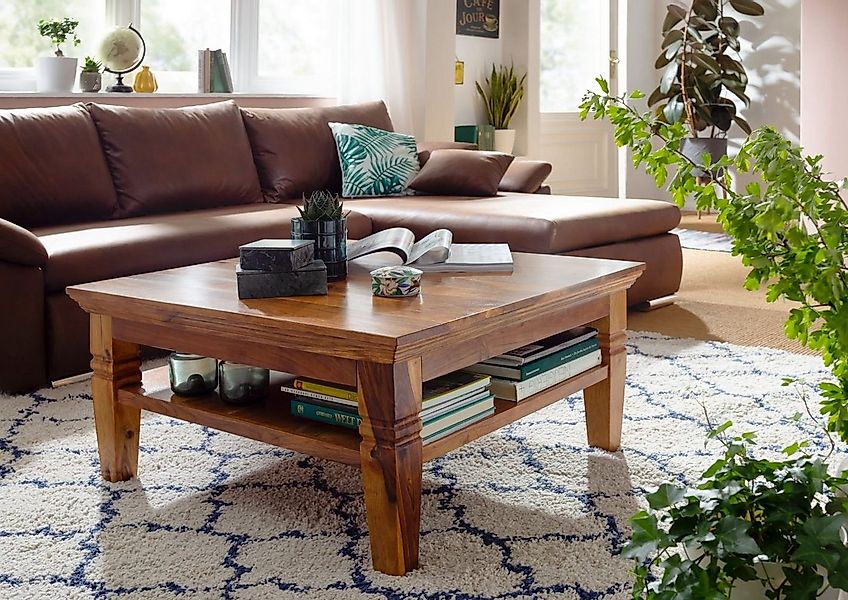 Massivmoebel24 Couchtisch Couchtisch Akazie 85x85x45 honig lackiert OXFORD günstig online kaufen