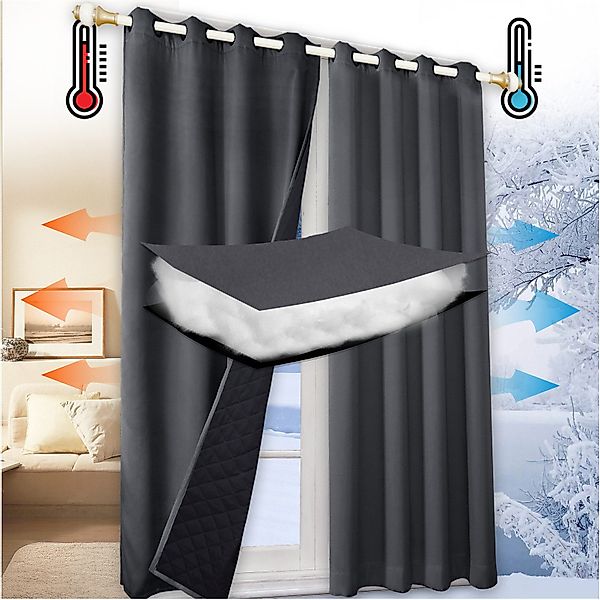 Jibenhome Vorhang Schlafzimmer Vorhänge Blickdicht, Thermogardinen günstig online kaufen