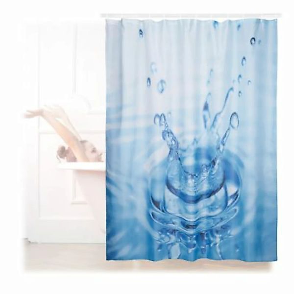relaxdays Duschvorhang Wassertropfen 180x180 cm blau günstig online kaufen
