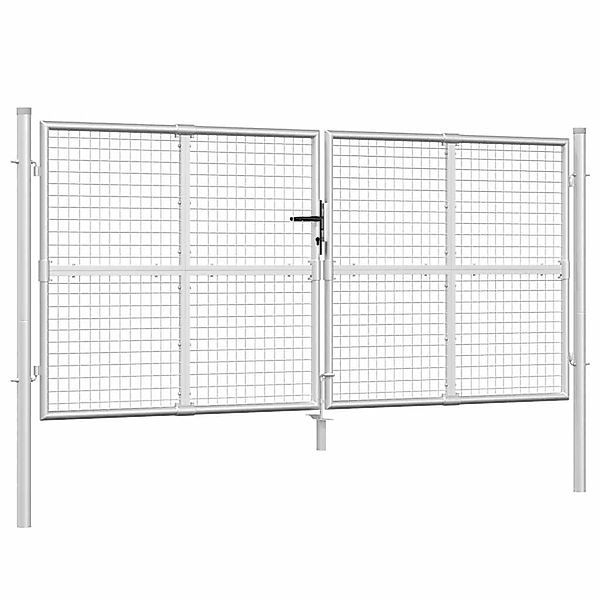 vidaXL Maschendraht-Gartentor Silber 300 x 125 cm Verzinkter Stahl 154531 günstig online kaufen