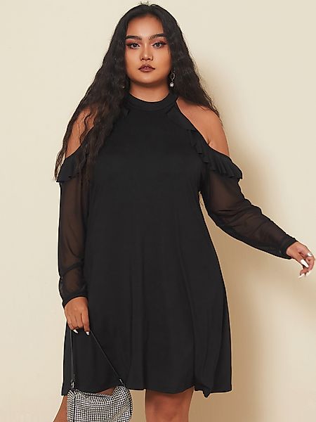 YOINS Plus Größe Cold Shoulder Langarm Mini Kleid günstig online kaufen