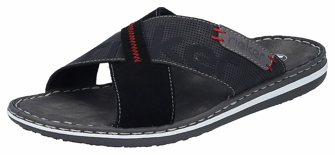 Rieker Pantolette Sommerschuh, Schlappen, Poolslides, mit Kontraststeppung günstig online kaufen