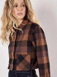 Apricot Karobluse Cropped-Hemd mit verdeckter Knopfliste günstig online kaufen