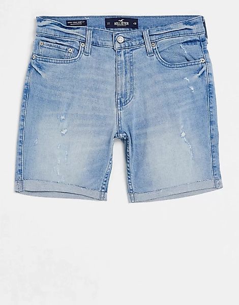 Hollister – Schlichte Jeans-Shorts in leichter Waschung-Blau günstig online kaufen