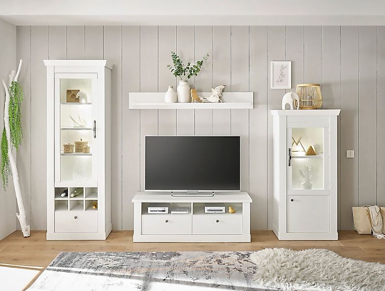 Home affaire Wohnwand "RAVENNA" 4 Stk. tlg. im romantischen Landhausstil, G günstig online kaufen