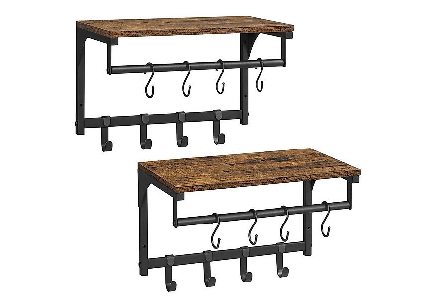 VASAGLE Wandgarderobe (2 St), Wandregale mit 8 Haken, 40 x 24 x 24 cm (L x günstig online kaufen