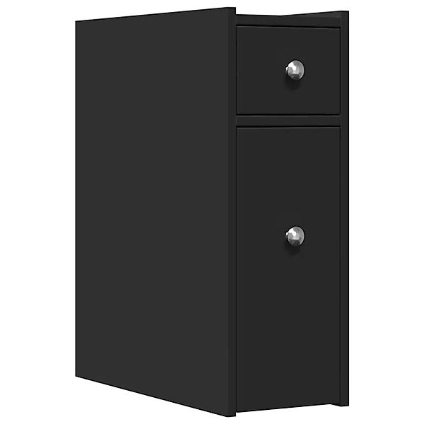 vidaXL Badschrank Schmal mit Rollen Schwarz Holzwerkstoff 855287 günstig online kaufen