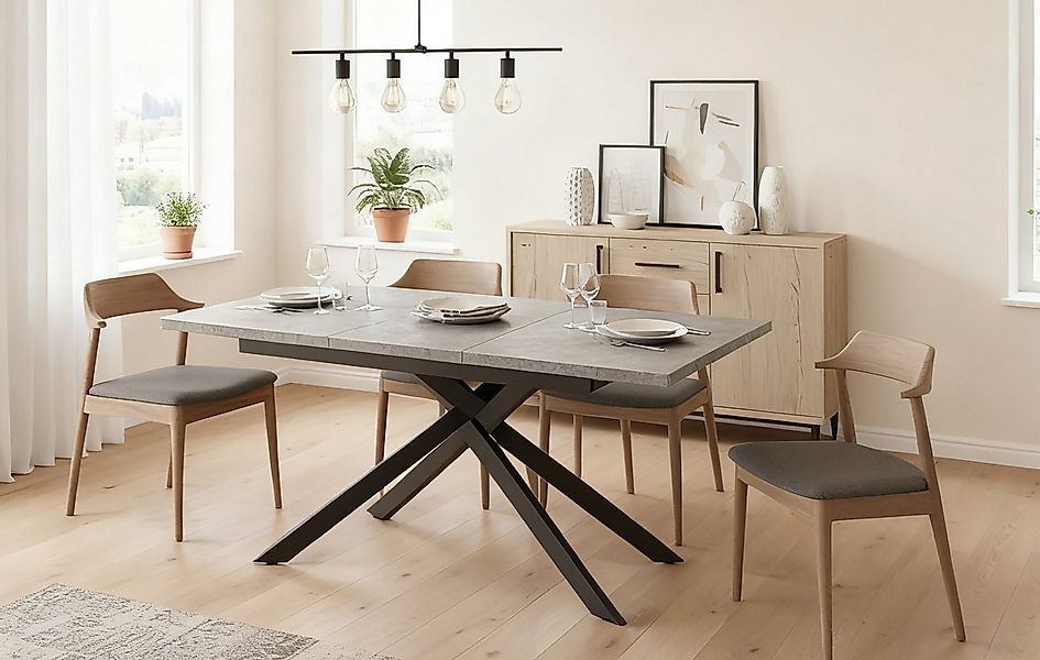 B&D home Esstisch LARS, Metallgestell schwarz oder weiß, ausziehbar 120-160 günstig online kaufen