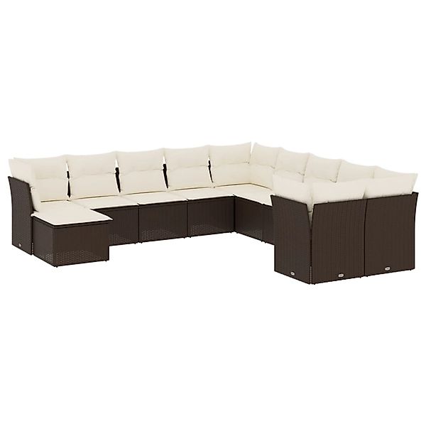 vidaXL 11-Tlg Garten-Sofagarnitur mit Kissen Braun Poly Rattan 3218613 günstig online kaufen