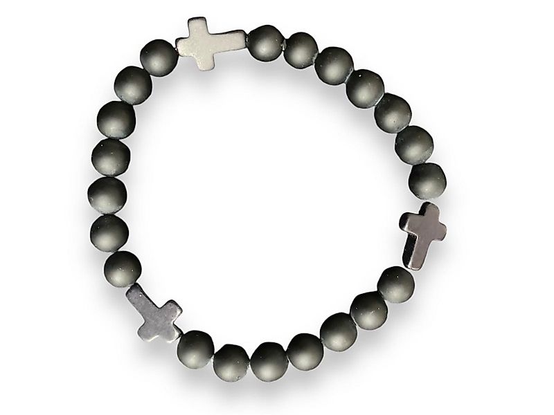 Aaron Bane Perlenarmband Edelstein Obsidian Armband mit schwarzen Kreuzen ( günstig online kaufen