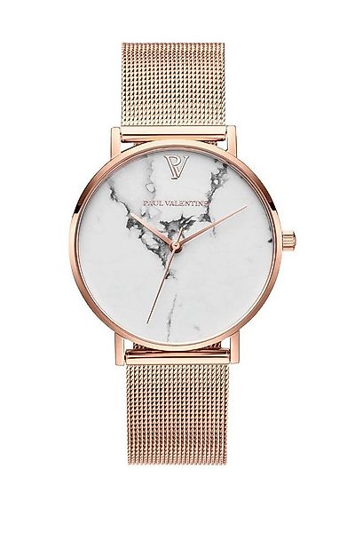 Paul Valentine Quarzuhr WHITE MARBLE ROSE GOLD MESH günstig online kaufen