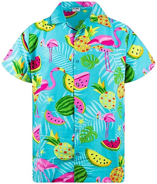 King Kameha Hawaiihemd Flamingo Melone Funky Hawaii-Hemd Kurzarm Front-Tasc günstig online kaufen