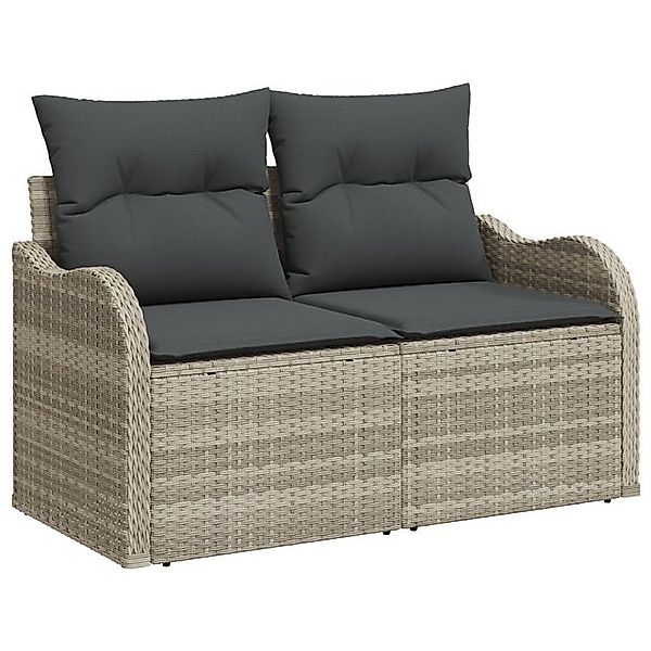 vidaXL Loungesofa 2-Sitzer Gartensofa mit Stauraum und Kissen Hellgrau Poly günstig online kaufen