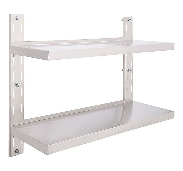 furnicato Wandregal mit 2 Ablagen Edelstahl 100x30 cm, 1-tlg. günstig online kaufen