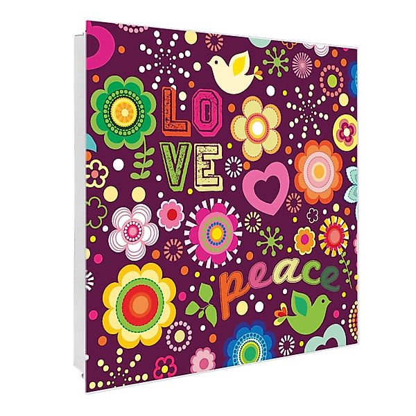 Banjado Großer Schlüsselkasten Glas 30x30cm Weiß Scharnier Rechts 50 Haken günstig online kaufen