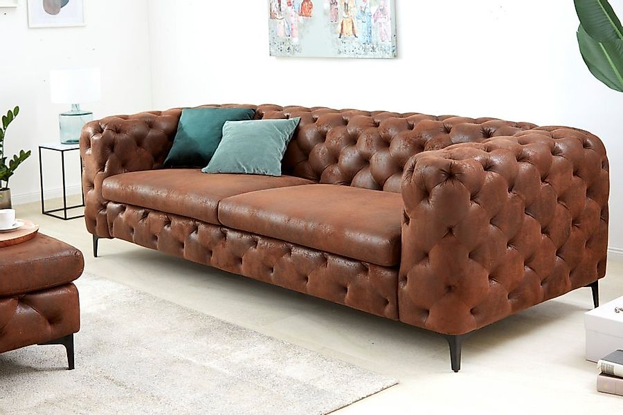 riess-ambiente 3-Sitzer MODERN BAROCK 235cm antik braun · Microfaser-Couch günstig online kaufen