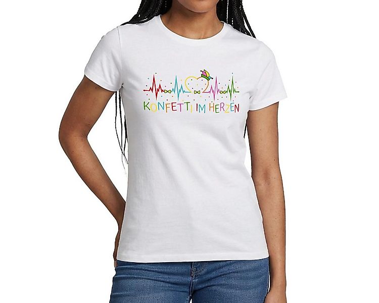 Spreadshirt T-Shirt Herzschlag Konfetti Im Herzen EKG Karneval Frauen T-Shi günstig online kaufen