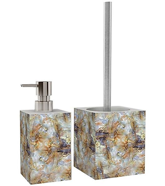 Sanilo Badaccessoire-Set Marmor Braun, WC-Bürste und Seifenspender, 2 tlg., günstig online kaufen