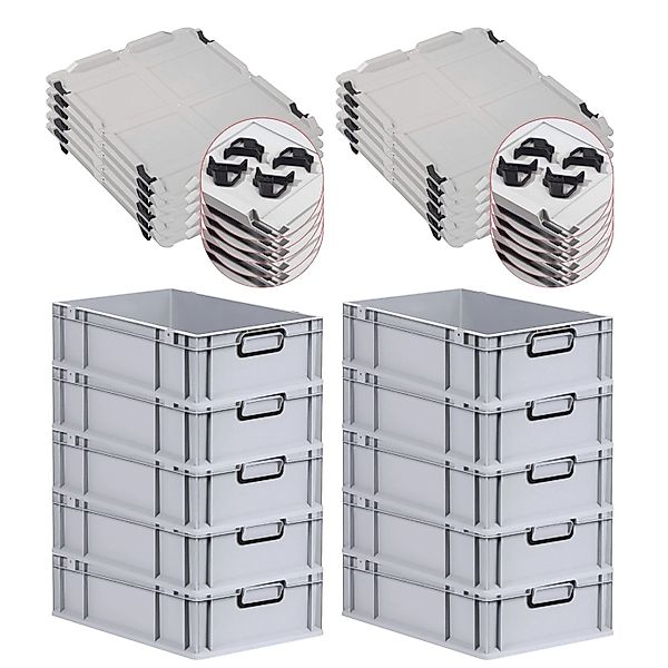 PROREGAL SparSet 10x Eurobox Nextgen Color Mit Auflagedeckel HxBxT 17x40x60 günstig online kaufen