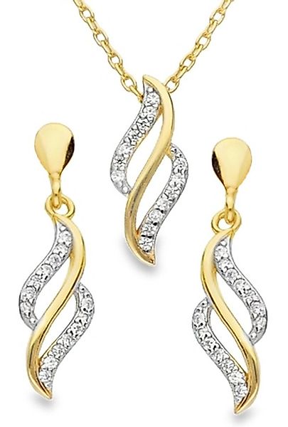 Limana Schmuckset 925 Silber Gold vergoldet Halskette Ohrringe Kette Ohrste günstig online kaufen