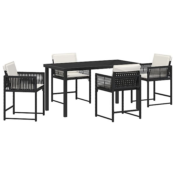 vidaXL Garten Essgruppe 5-Tlg Schwarz Poly Rattan 3380742 günstig online kaufen