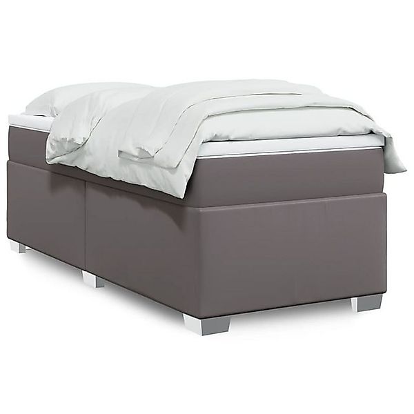 vidaXL Boxspringbett, Boxspringbett mit Matratze Grau 100x200 cm Kunstleder günstig online kaufen