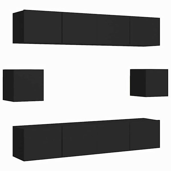 vidaXL TV-Schrank 6-tlg TV-Schrank-Set Schwarz Spanplatte TV-Konsole für Fe günstig online kaufen