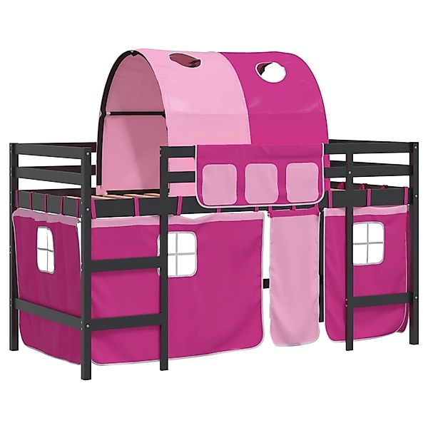 vidaXL Kinderhochbett mit Tunnel Rosa 90x200 cm Massivholz Kiefer1928511 günstig online kaufen