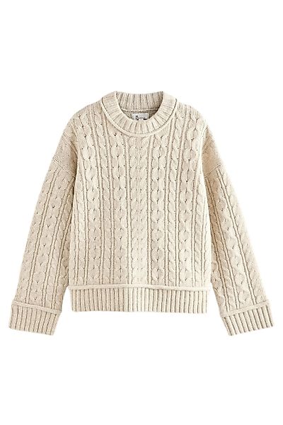 Next Rundhalspullover Premium-Strickpullover Zopfmuster 100 % Schurwolle günstig online kaufen