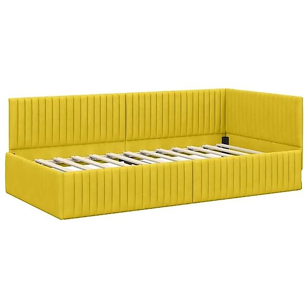 vidaXL Eckbettgestell mit Kopfteil Gelb 100 x 200 cm Stoff 42016282 günstig online kaufen