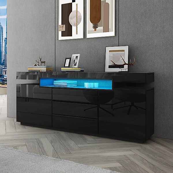 BESTWANTED Sideboard Moderner Aufbewahrungsschrank Hochglanz mit günstig online kaufen