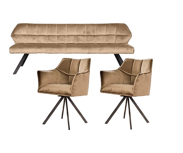 Vintagehaus Polsterbank Set Esstischbank Raster + günstig online kaufen