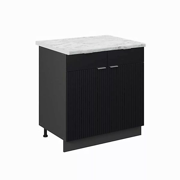 Vicco Unterschrank Fame-Line, Schwarz gestreift/Anthrazit, 80 cm, AP Marmor günstig online kaufen