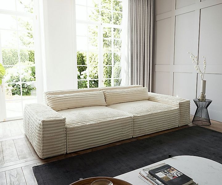 DELIFE Big-Sofa Sirpio, XL Plüschcord Beige 270x130 cm günstig online kaufen