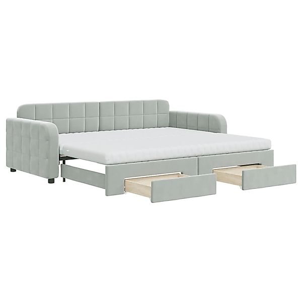 vidaXL Tagesbett Ausziehbar mit Schubladen Hellgrau 90x200 cm Samt1897456 günstig online kaufen