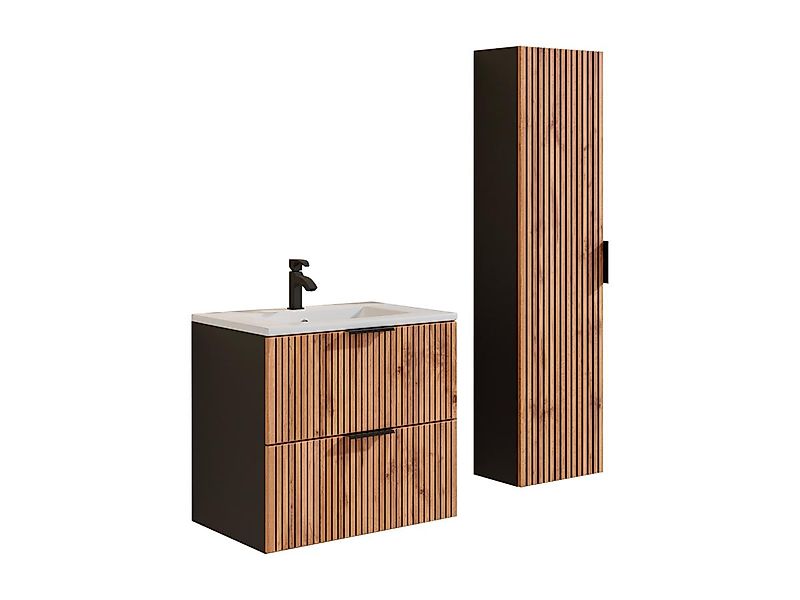 Waschbeckenunterschrank hängend mit Einbauwaschbecken & Badhochschrank - St günstig online kaufen