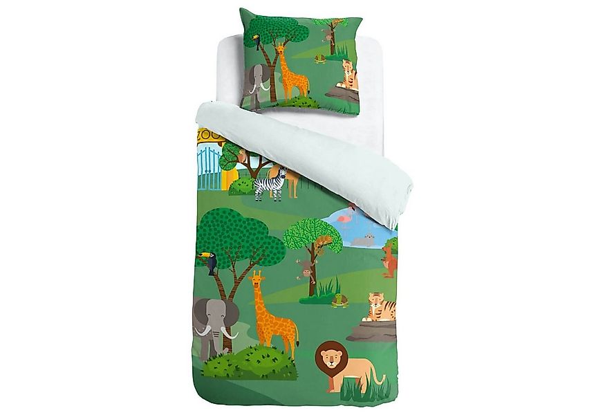 ESPiCO Kinderbettwäsche Zoo, Renforcé, 2 teilig, Giraffe, Zebra, Löwe, Elef günstig online kaufen