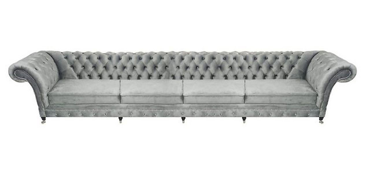 JVmoebel Chesterfield-Sofa Viersitzer Sofa Couch Designer Grau Polstermöbel günstig online kaufen