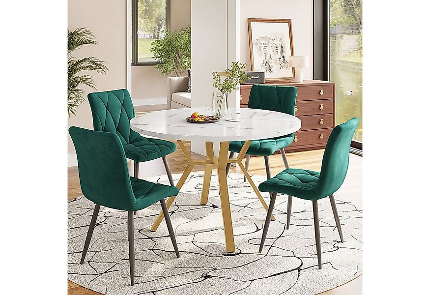 Flieks Essgruppe runder Esstisch mit 4 Stühlen Set, (Set, 5-tlg., 1 Tisch m günstig online kaufen