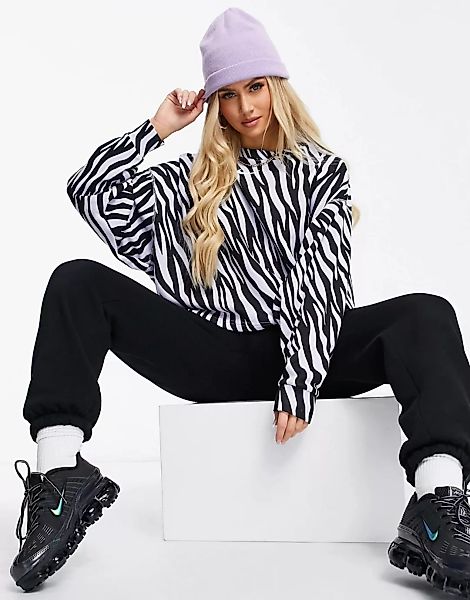 Nike – Icon Clash – Kurzes Sweatshirt mit Zebramuster-Weiß günstig online kaufen