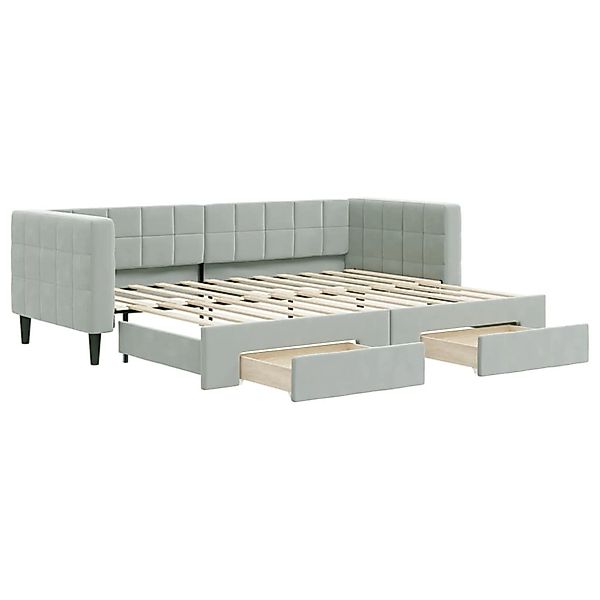 vidaXL Ausziehbett, Tagesbett Ausziehbar mit Schubladen Hellgrau 80x200 cm günstig online kaufen
