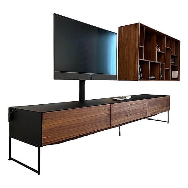 Team 7 Anbauschrank Lowboard Cubus Pure Nussbaum Glasdeckplatte Matt Gestel günstig online kaufen
