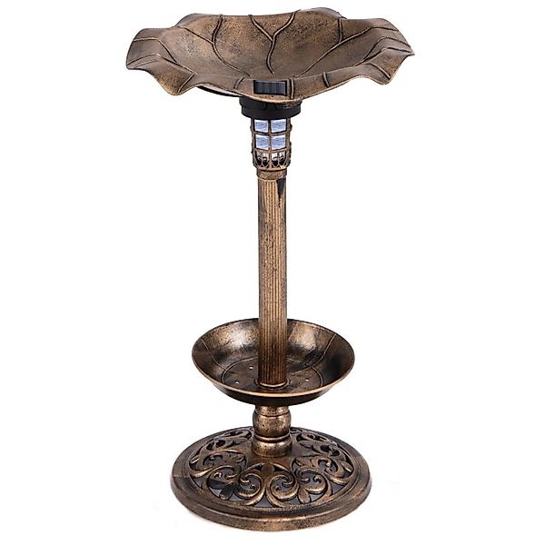 Costway Vogeltränke mit Solarleuchte Bronze 43 x 76 cm günstig online kaufen