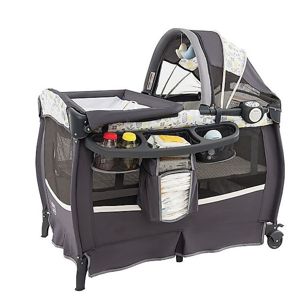 COSTWAY Baby-Reisebett, 4 in 1 Kinder Reisebett, Wickeltisch mit Vordach günstig online kaufen