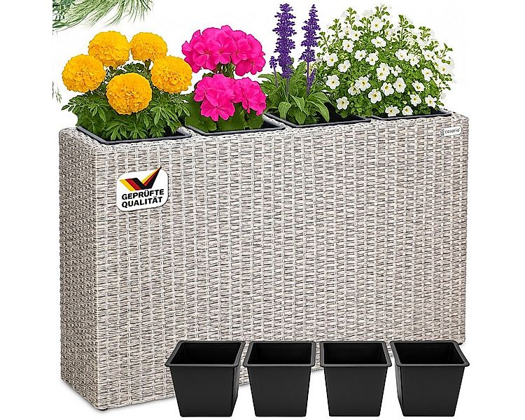 Casaria Pflanzkübel, 4 Innentöpfe Herausnehmbar Polyrattan 95x27x60cm Blume günstig online kaufen