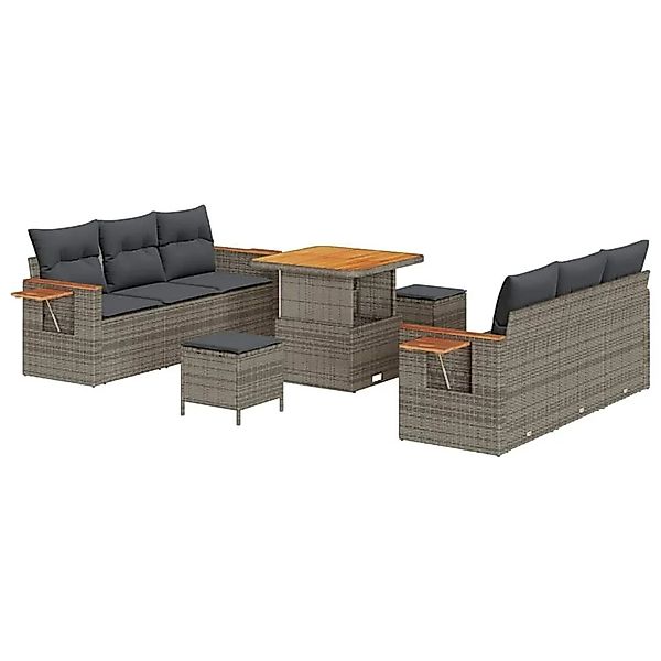 vidaXL Gartensofa-set mit Kissen 11-Tlg Grau Poly-Rattan 3365078 günstig online kaufen