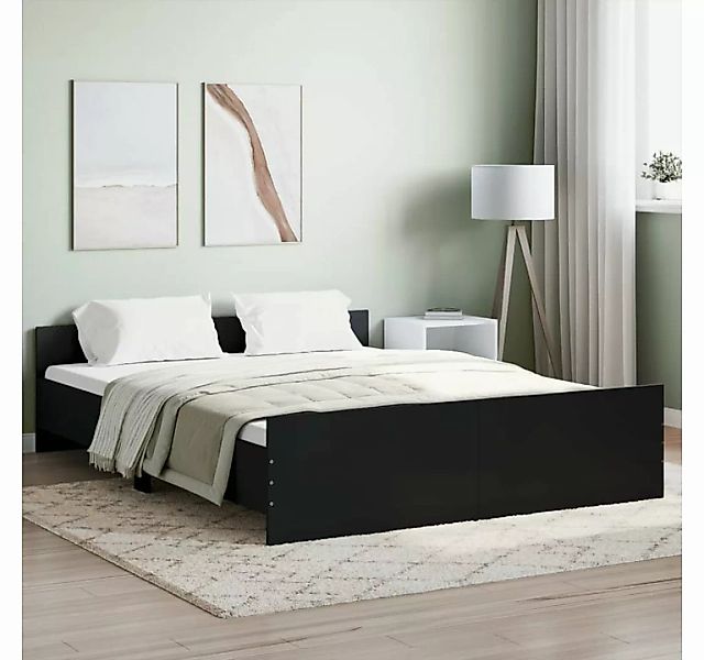 furnicato Bett Bettgestell mit Kopf- und Fußteil Schwarz 150x200 cm günstig online kaufen