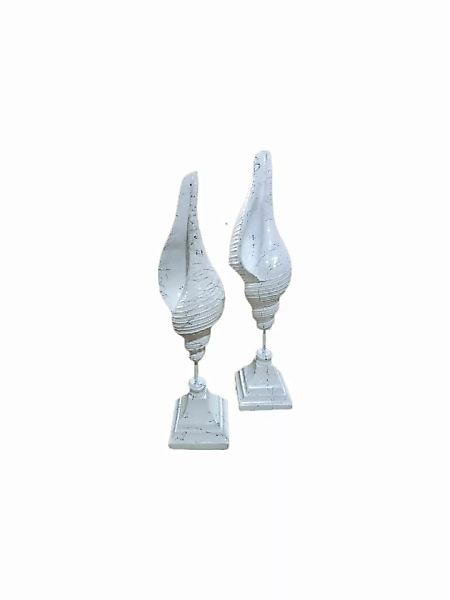 Skulptur Muschel 2er Set Weiß Marmoroptik günstig online kaufen