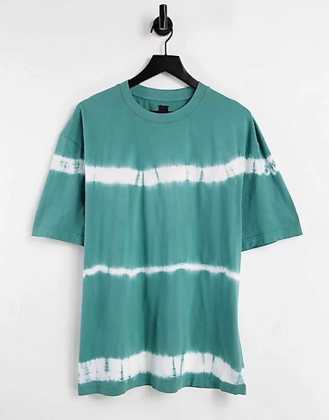 River Island – Oversize-T-Shirt mit Batikmuster in Grün günstig online kaufen